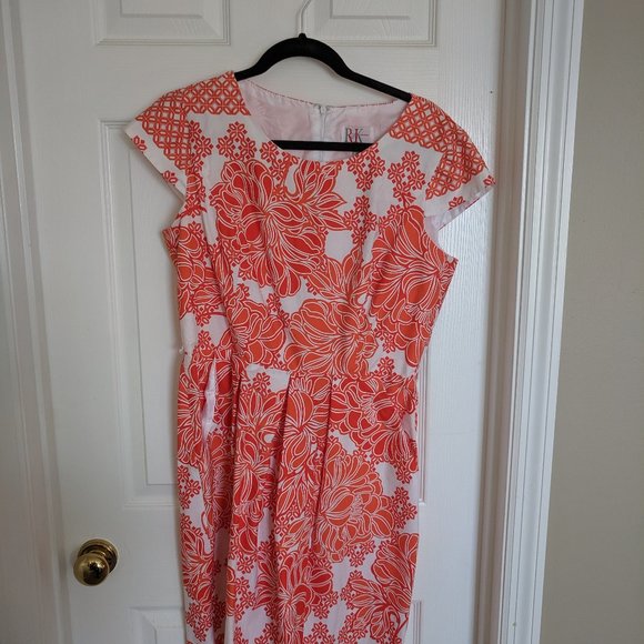 R & K Bright Orange Fit and Flare Dress - Picture 8 of 8